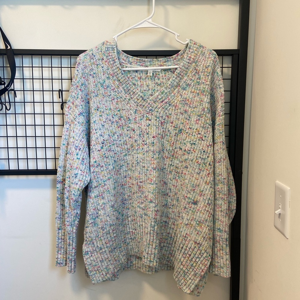NWOT | Seven7 women’s multicolored plush sweater‎ — XL